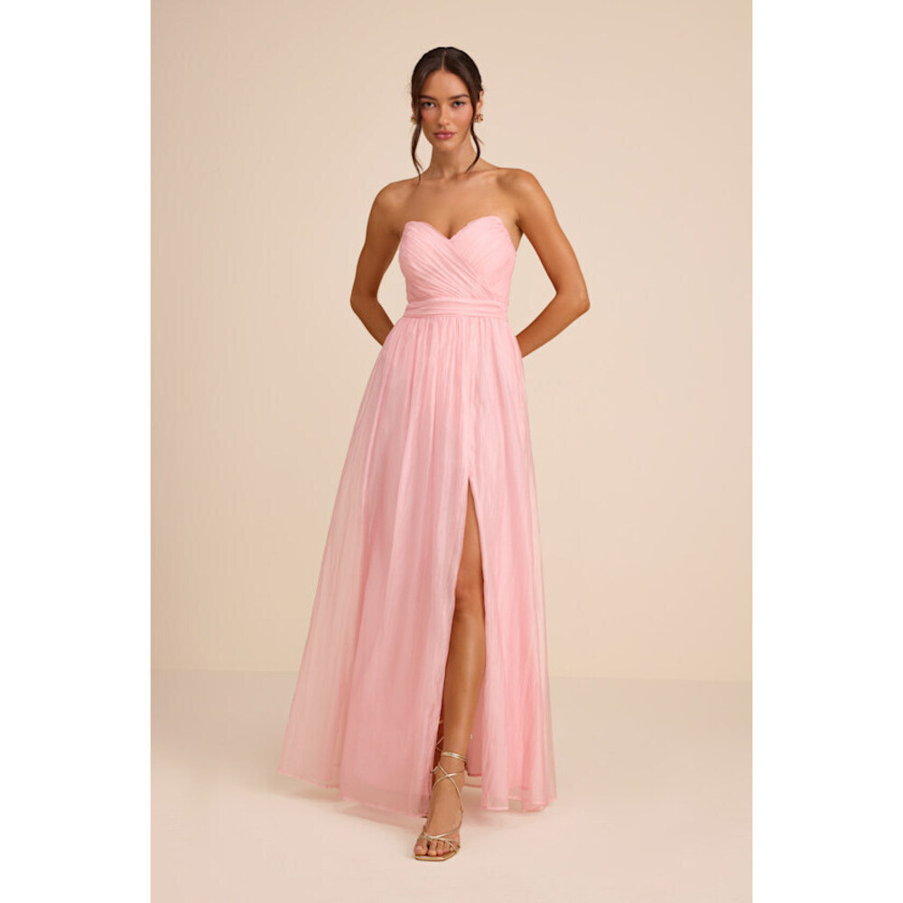 Lulus Rosalind Light Pink Organza Strapless Maxi Dress - Size L